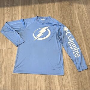 Tampa Bay Lightning Columbia PFG NHL Long Sleeve Fishing Shirt Blue Mens Medium